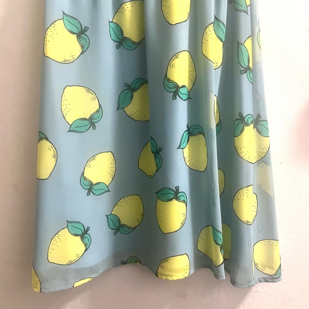 Modcloth blue & yellow lemon print swing dress with peter pan collar - Picture 10 of 16